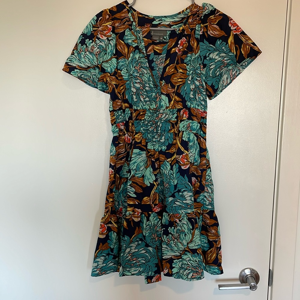Anthropologie Somerset Mini Dress, Botanical Motif, XS Petite